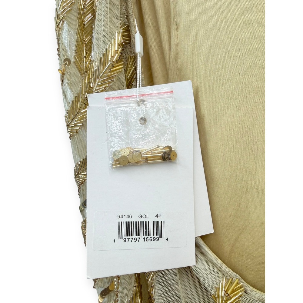 NWT Mac‎ Duggal Gold High Neck Sleeveless Embellished Gown $798 - Size 4 - Picture 8 of 14